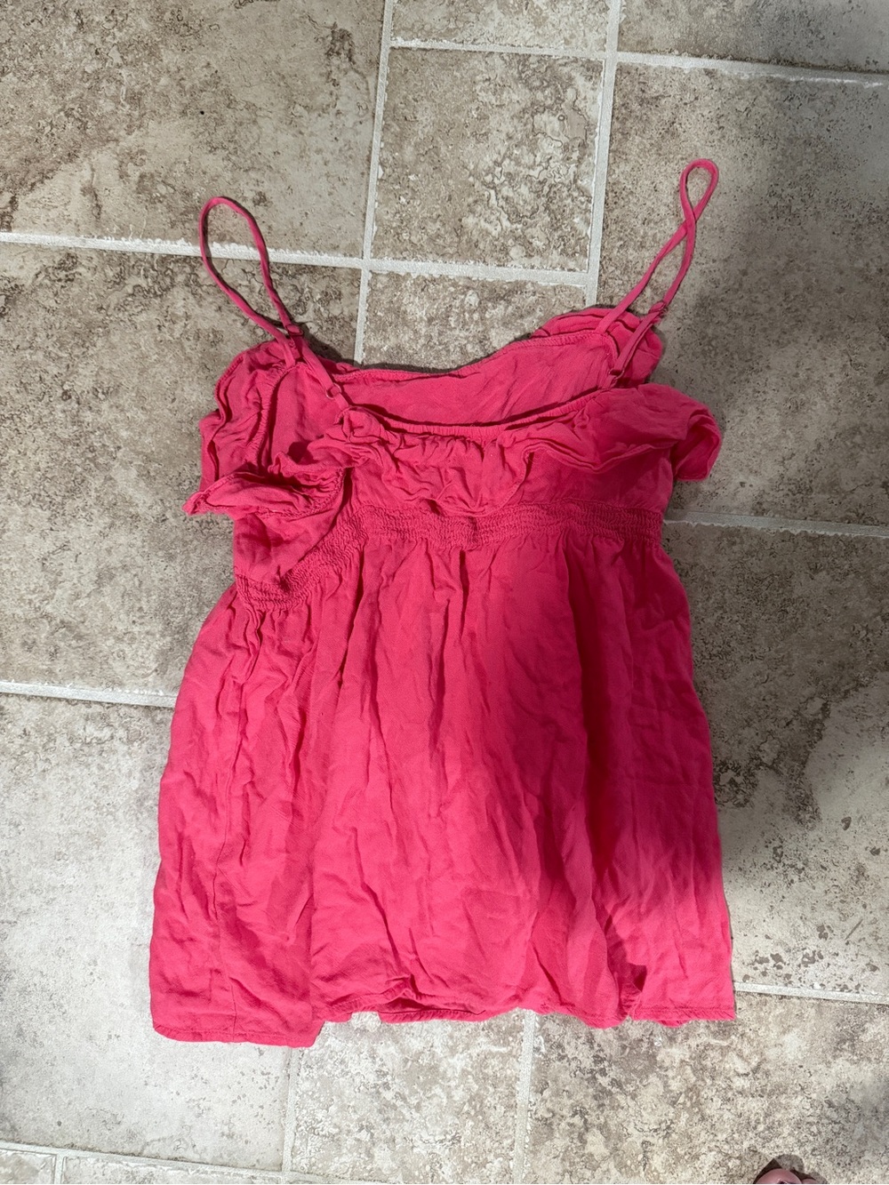 Pink Spaghetti Strap Ruffle Top - Picture 2 of 2